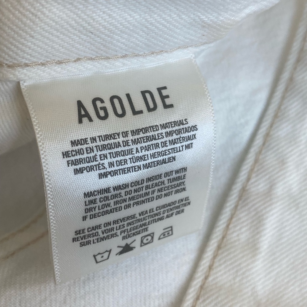 Agolde Riley Jean High Rise Distressed White Size 24 - Picture 12 of 13